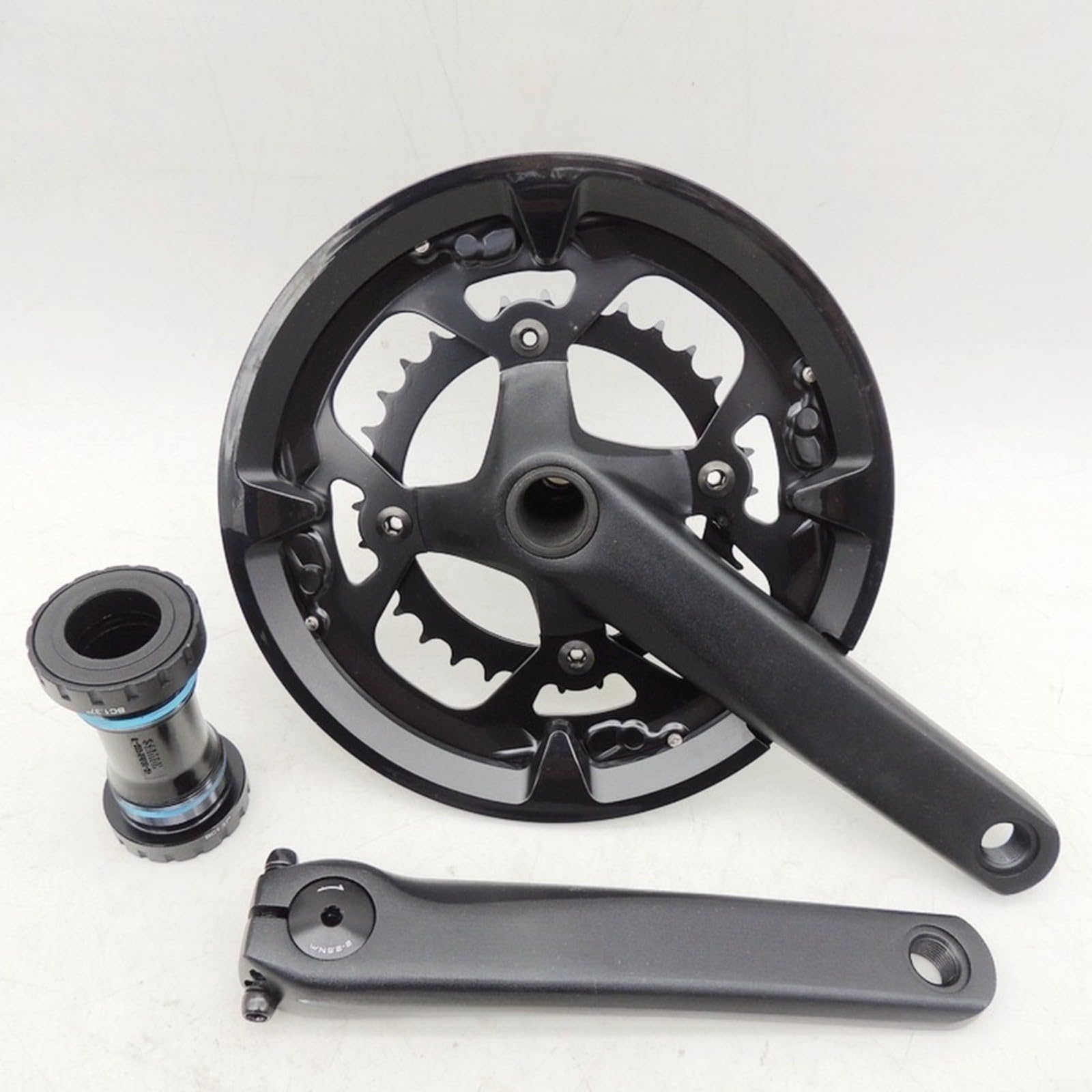 Rennrad-Kurbelgarnitur 48/32T für Hollowtech II Leichtbau-Kurbelarme aus Aluminiumlegierung mit Innenlager Schwarz, Leichtgängige Schaltvorgänge Effiziente Kraftübertragung Rostbeständig (175 mm)