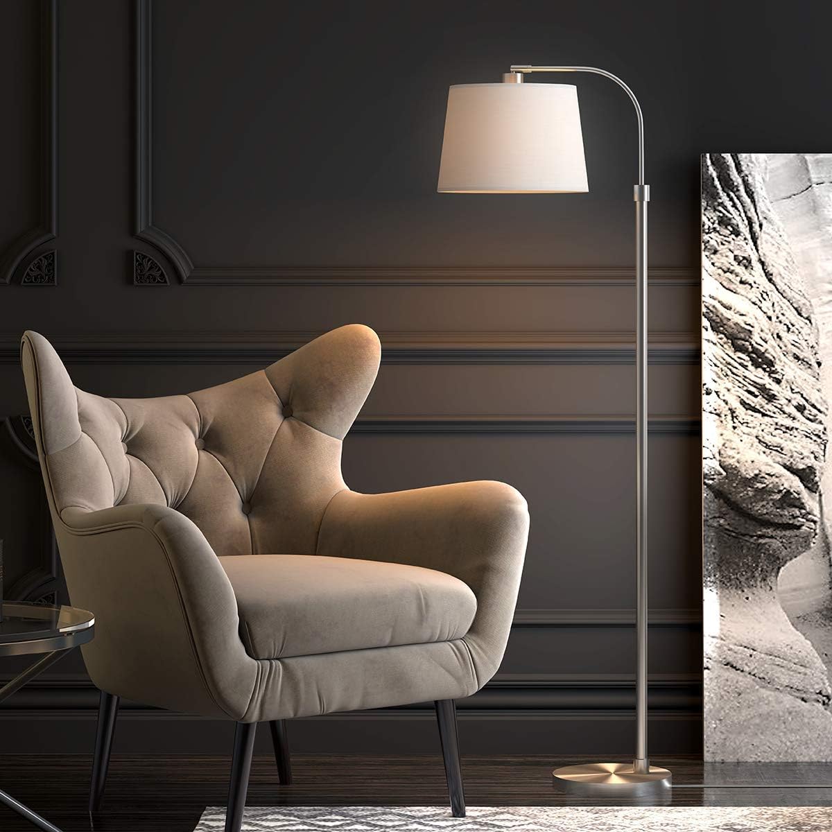 70% Off Discount Oneach Modern Floor Lamp for Living Rooms LED Contemporary Arc Standing Lamps for Bedrooms Accent Tall Pole Light for Reading with Hanging Lamp Shade Black