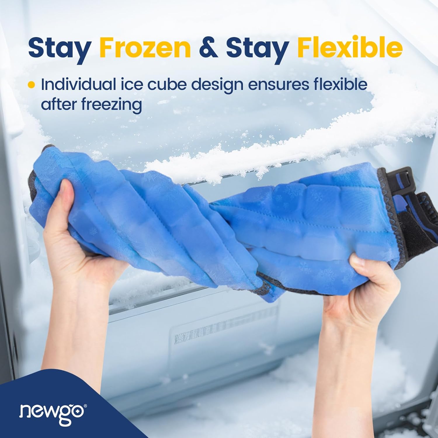 NEWGO Shoulder Ice Pack Wrap for Rotator Cuff, 2 Hours Long Lasting Cold Therapy with Flexible Cubed Design, Pain Relief for Arm & Shoulder Injuries, Post-Surgery Recovery, Reusable