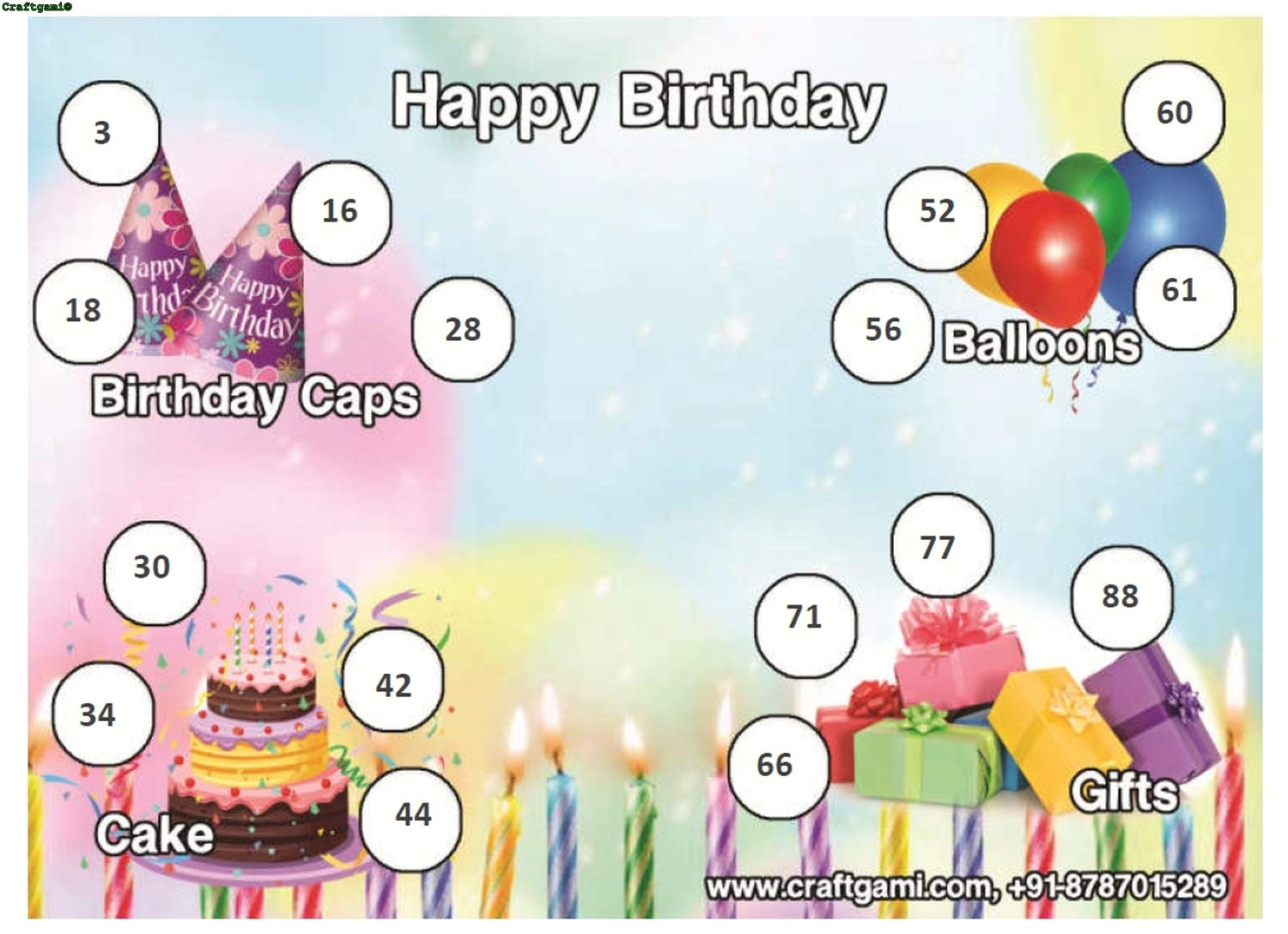 craftgami birthday design1 theme tambola tickets housie tickets 24 tickets amazon in toys games