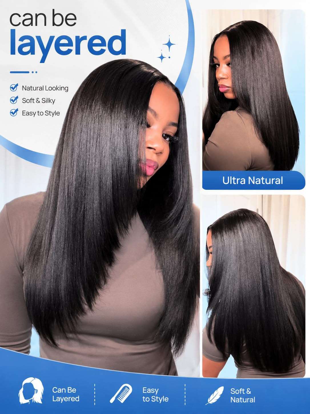 Nadula Bye Bye Slip Yaki Straight Drawstring Wig Human Hair with Flexible Mesh Cap, Pre Cut 7x5 Bye Bye Knots No Slip Wig Pre Plucked Bleached Knots Light Kinky Straight Wig Reday to Go 18inch