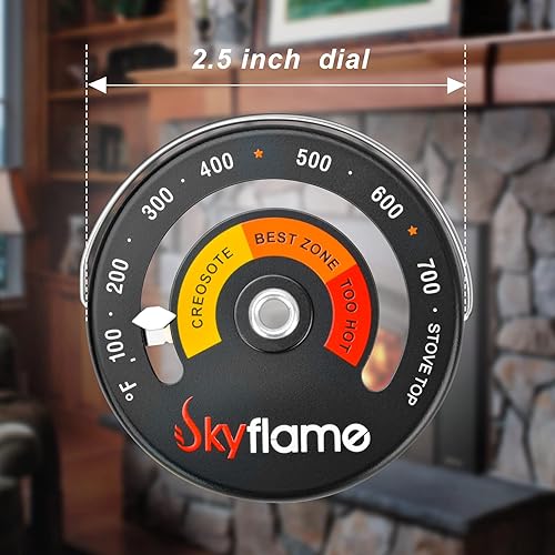 Miniatura 5 de Skyflame Termómetro superior magnético Medidor de temperatura de estufa de madera con dial grande, accesorios de chimenea para estufas de gasestufa