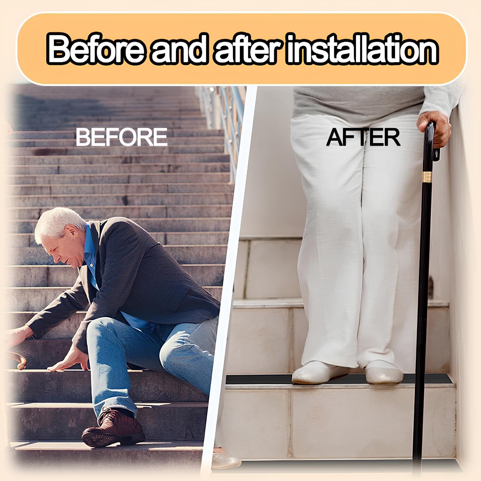 Perfil De Borde De Escalera,PVC Adhesivo Tiras Protectoras Antideslizantes Tira De Umbral Para Uso En Interiores Y Exteriores(Orange,50mmx10m)