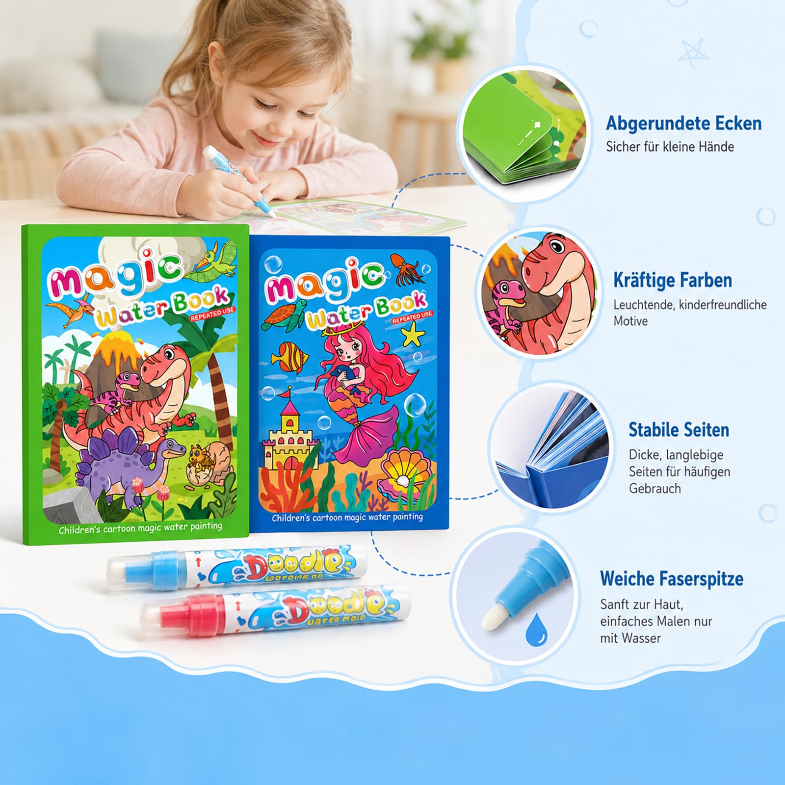 Lot de 4 livres de coloriage à l'eau, pour enfants, réutilisables, avec 4 stylos à eau, pour enfants à partir de LIVRE DE COLORIAGE - Jeux - Jouets Lot de 4 livres de coloriage à l'eau, pour enfants, réutilisables, avec 4 stylos à eau, pour enfants à partir de LIVRE DE COLORIAGE - Jeux - Jouets