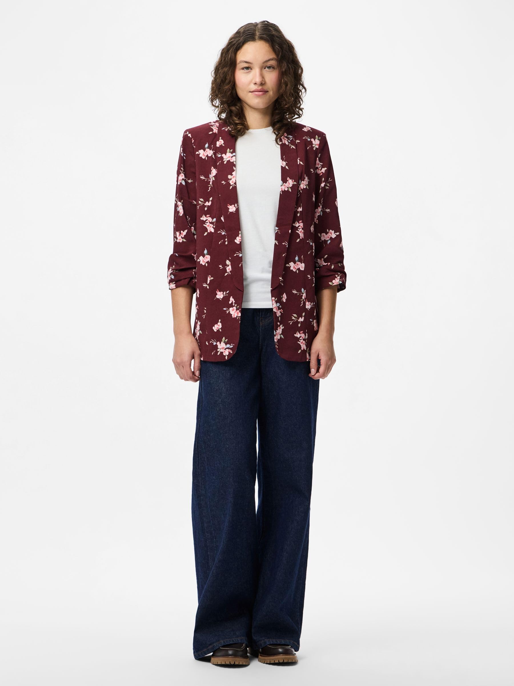 PIECES Pcbosella 3/4 Blazer z nadrukiem Noos Bc, Port Tawny, M