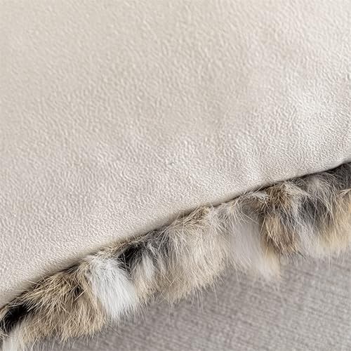 Miniatura 10 de Funda de almohada para sofá de piel de conejo para el hogar, sala de estar, funda de cojín decorativa de piel (amarillo) 16 x 16 pulgadas