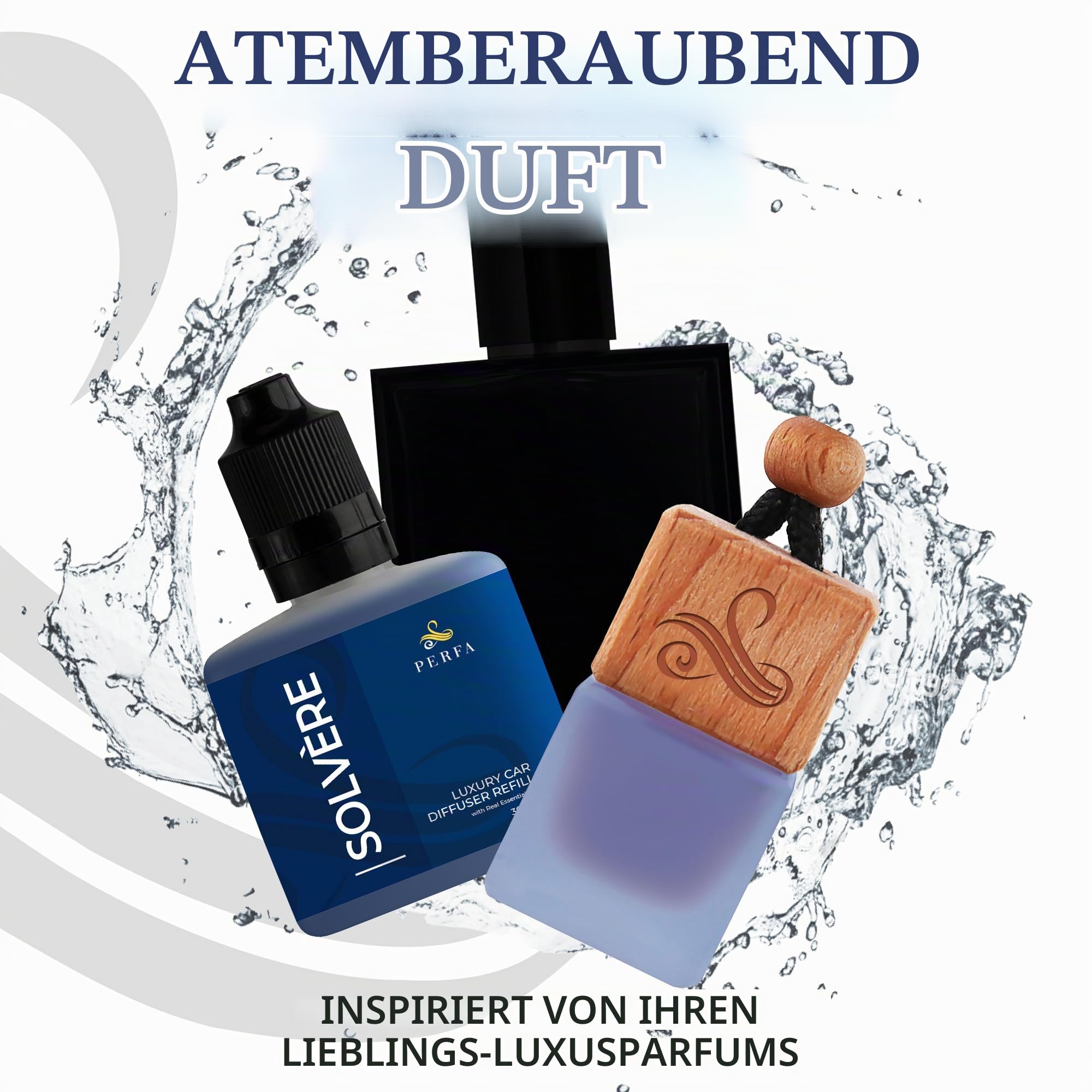 Perfa Sauvage Auto-Lufterfrischer | Luxuriöser Duft mit Geruchsbeseitigung | Holz Diffusor mit 38 ml | 6 Monate Haltbarkeit | Braun