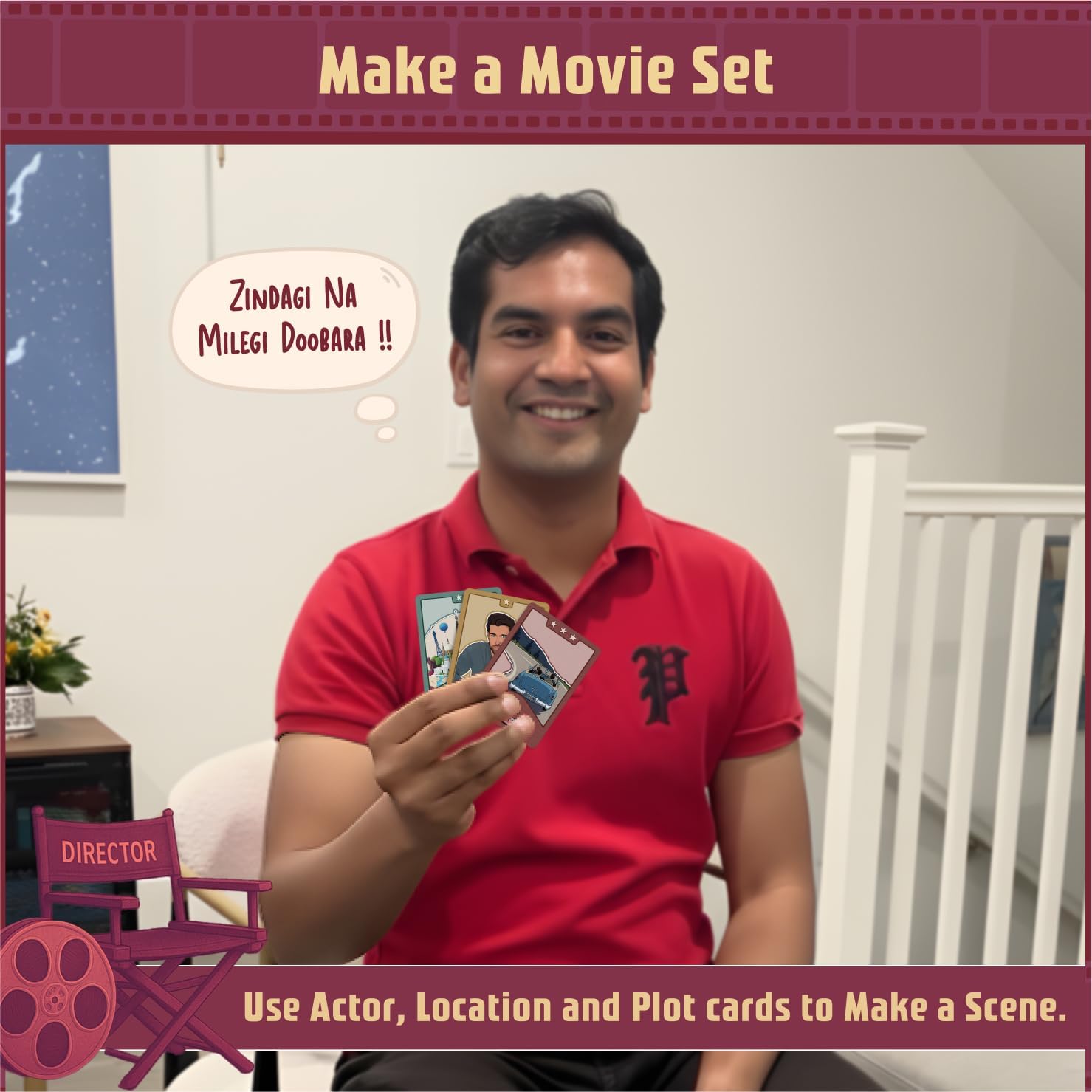 Bollywood Rummy Card Game | Great Gift for Bollywood Fans | Create Movie Sets with Celebs, Plots & Locations | 2–8 Players | Fun for Game Nights, Parties & Family Time