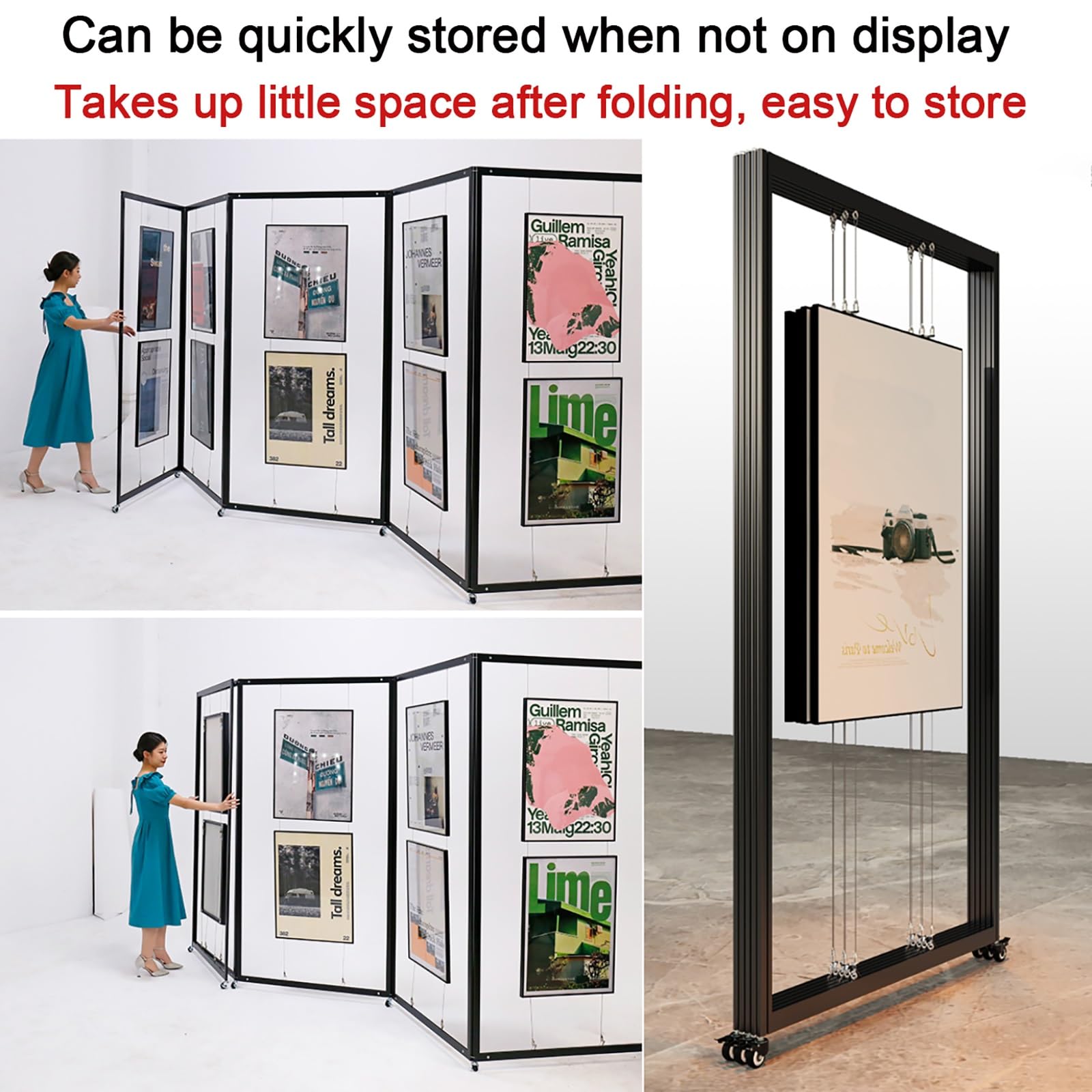 Mobilne ekspozycje malarskie, stojaki na obrazy, kołki, tablice wystawowe, metalowe półki reklamowe, panel (3 sztuki-120 x 200 cm/47,2 x 78,7 cala)