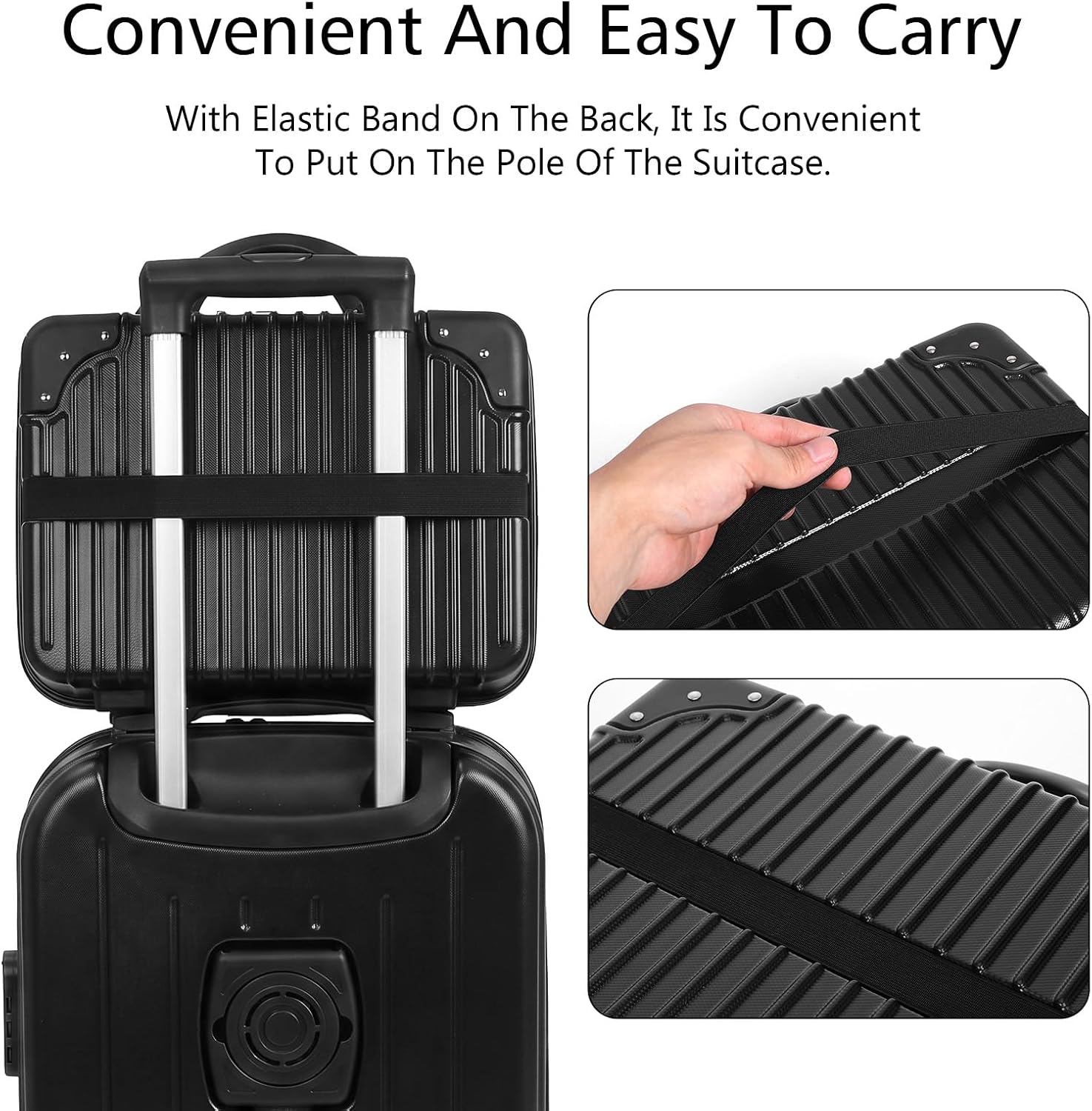 Portable Hard Shell Cosmetic Travel Case Makeup Train Cases Makeup Case Suitcase with Elastic Band Small Travel Hand Luggage Portable Toiletry Box Make up Storage Box for Camping Women Girl