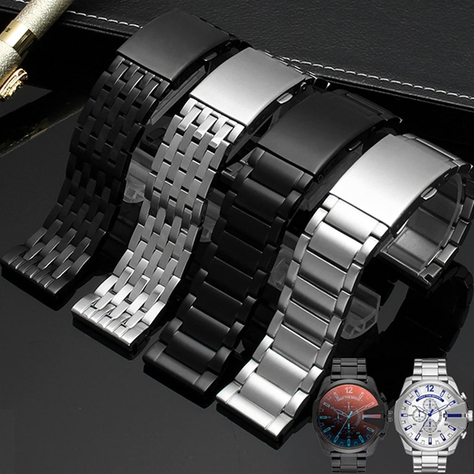 Pasek do zegarka Solidny pasek do zegarka ze stali Męski pasek sportowy 22mm 24mm 26mm 28mm 30mm pasek do zegarka ze stali nierdzewnej dla mężczyzn metalowa bransoletka na nadgarstek
