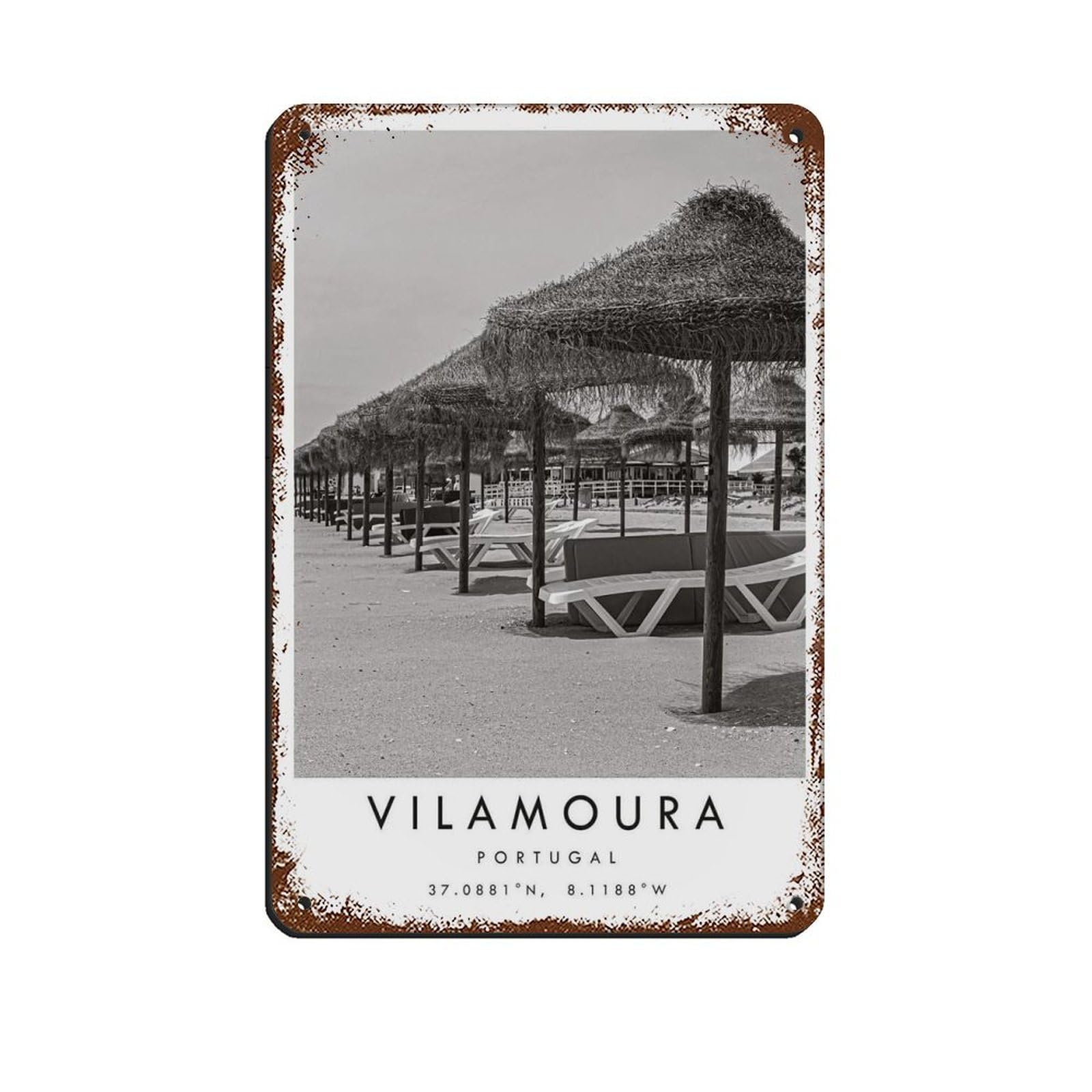 Vilamoura Travel Retro Poster Metal Tin Sign Chic Art Retro Iron Painting Bar People Cave Cafe Family Garage Poster Wall Decoration 8x12inch(20x30cm)