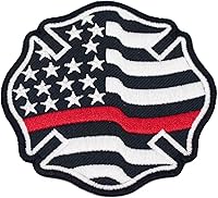 Vista 1 de Parche bordado cruz maltesa bandera de línea roja delgada Hierro en Sze: 3.5x3.5 pulgadas.