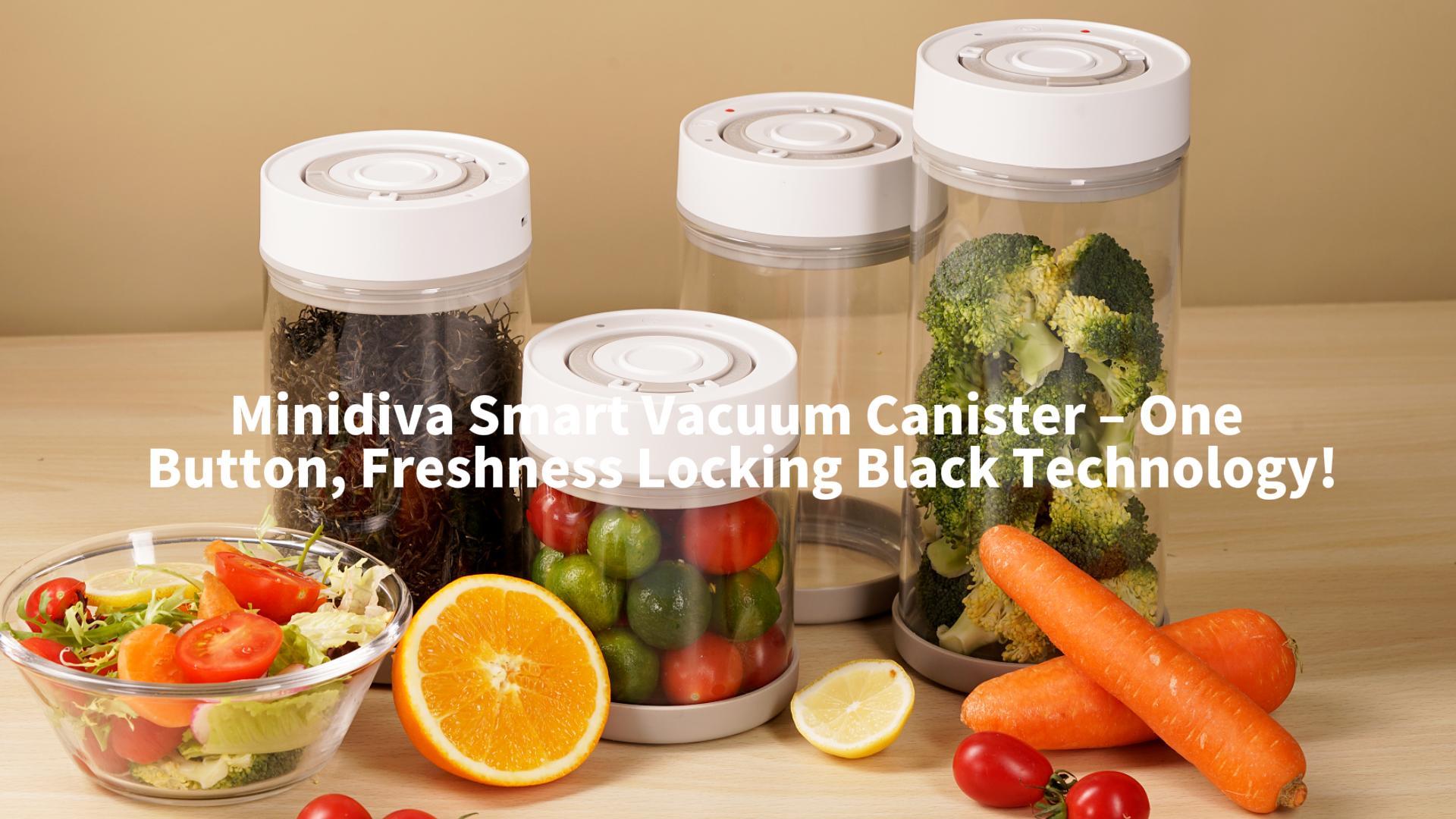 Amazon.com: Minidiva Smart Vacuum Container, Automatic Electric Airtight  Glass Jar for Food Coffee Storage Meal Prep (White-600ml) : Home & Kitchen