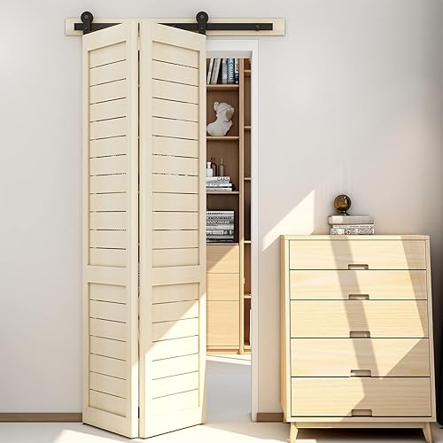 Kit de herrajes para puerta corrediza de granero de 30 pulgadas para 2 puertas, se desliza suavemente silenciosamente, rodillo negro de montaje