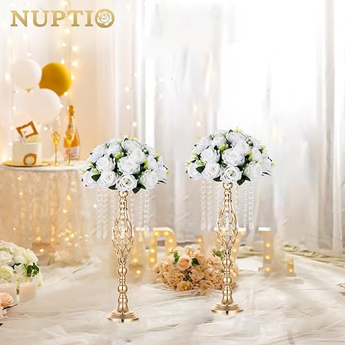 Miniatura 6 de NUPTIO Bolas de flores grandes para centros de mesa, 6 piezas de 13.8 pulgadas de diámetro, arreglo de bolas de flores artificiales, centros de mesa