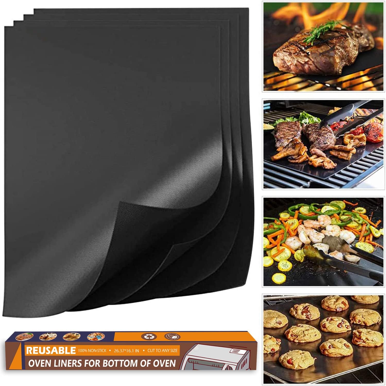 Oven Liners, 4 Pack Extra Large Nonstick Oven Protector Mat, Reusable Oven Mat for