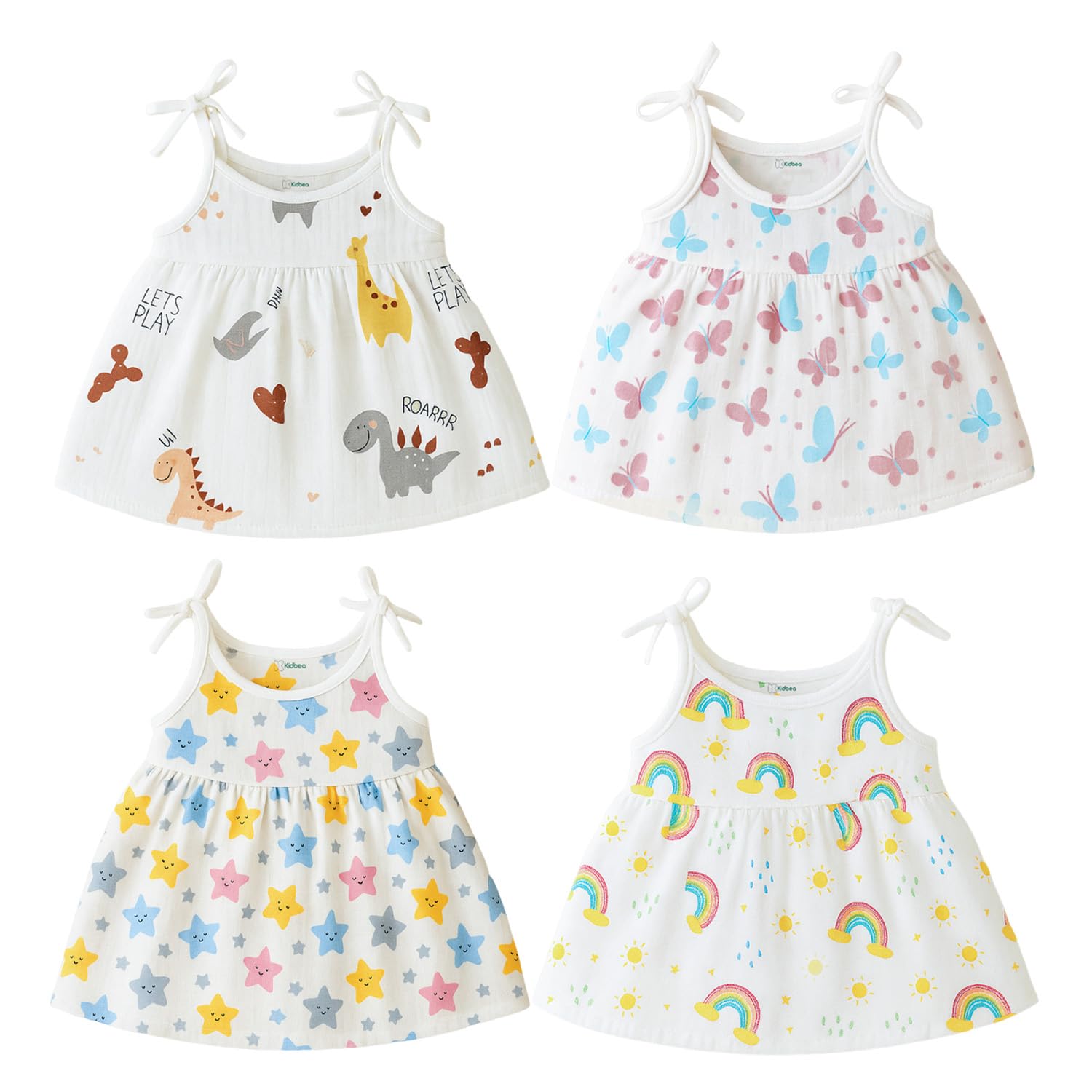 kidbea 100% Organic Cotton Newborn Baby Girls Sleeveless Dress | Casual Muslin Frock with Multiple Cute Prints for Infants-picture-31