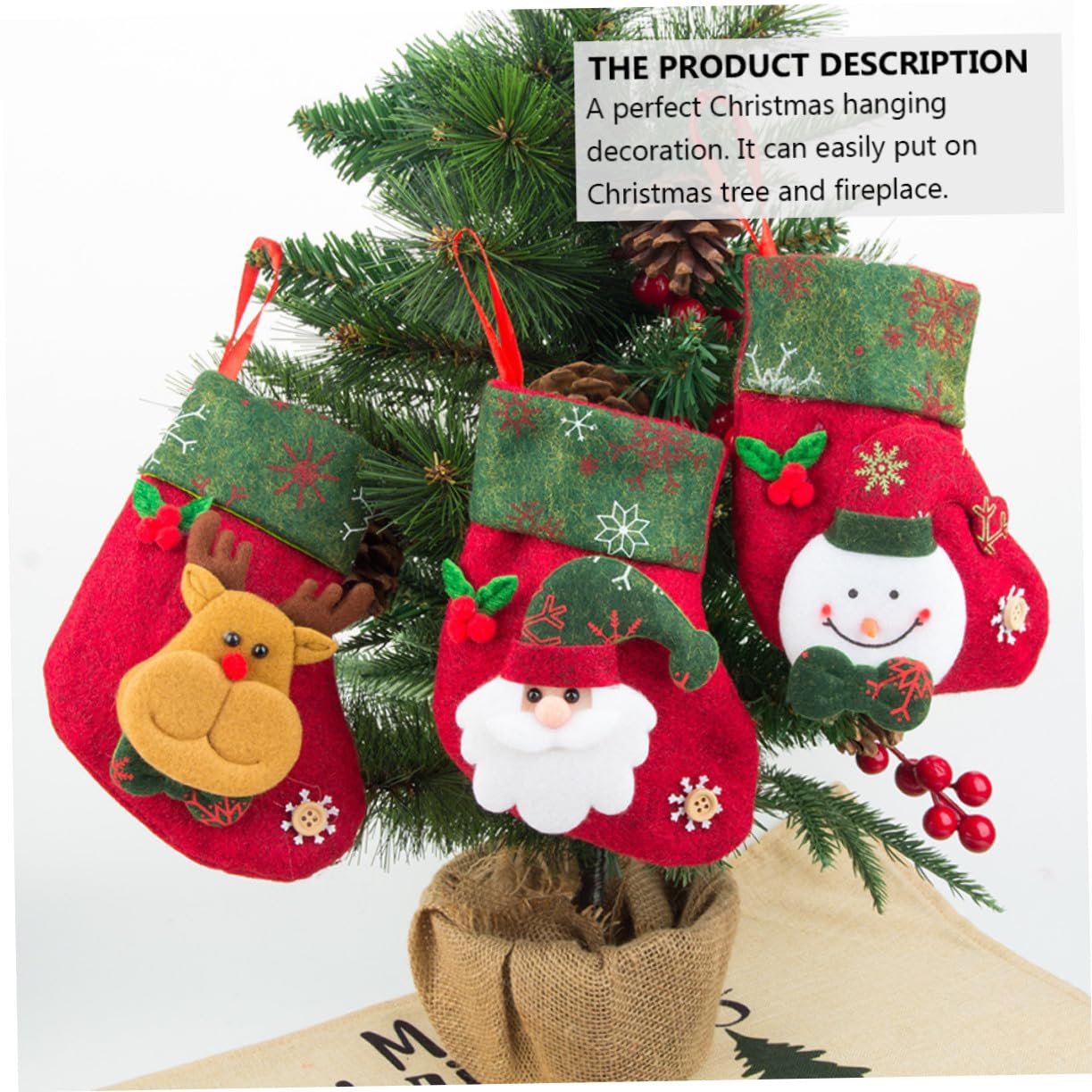 12stücke Weihnachtsstrumpf-tüten mit Anhänger Kleine Geschenktüten für Weihnachtssüßigkeiten Dekoration für Haus und Baum