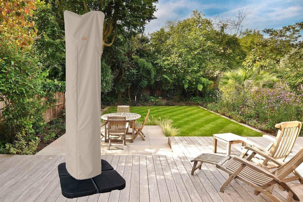 Patio Umbrella Cover for 9ft to 13ft Offset Umbrella, Water Resistant, Curved Cantilever and Straight Pole Parasol Outdoor Umbrellas Cover with Zipper and Rod - Image 7