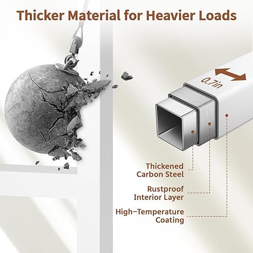 Miniatura 3 de LASZOLA Soporte para plantas de 5 niveles en blanco, estante resistente para interiores, organizador vertical de metal y madera para plantas
