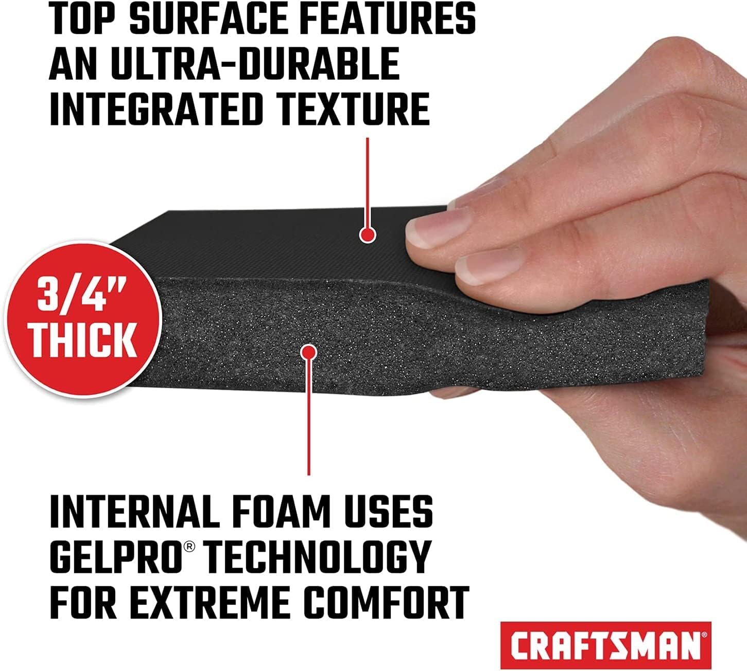 GelPro Commercial Grade Garage Mat, 20-in. x 32in. x.75-in. Thick Craftsman Heavy-Duty Garage Anti-Fatigue Mat Black