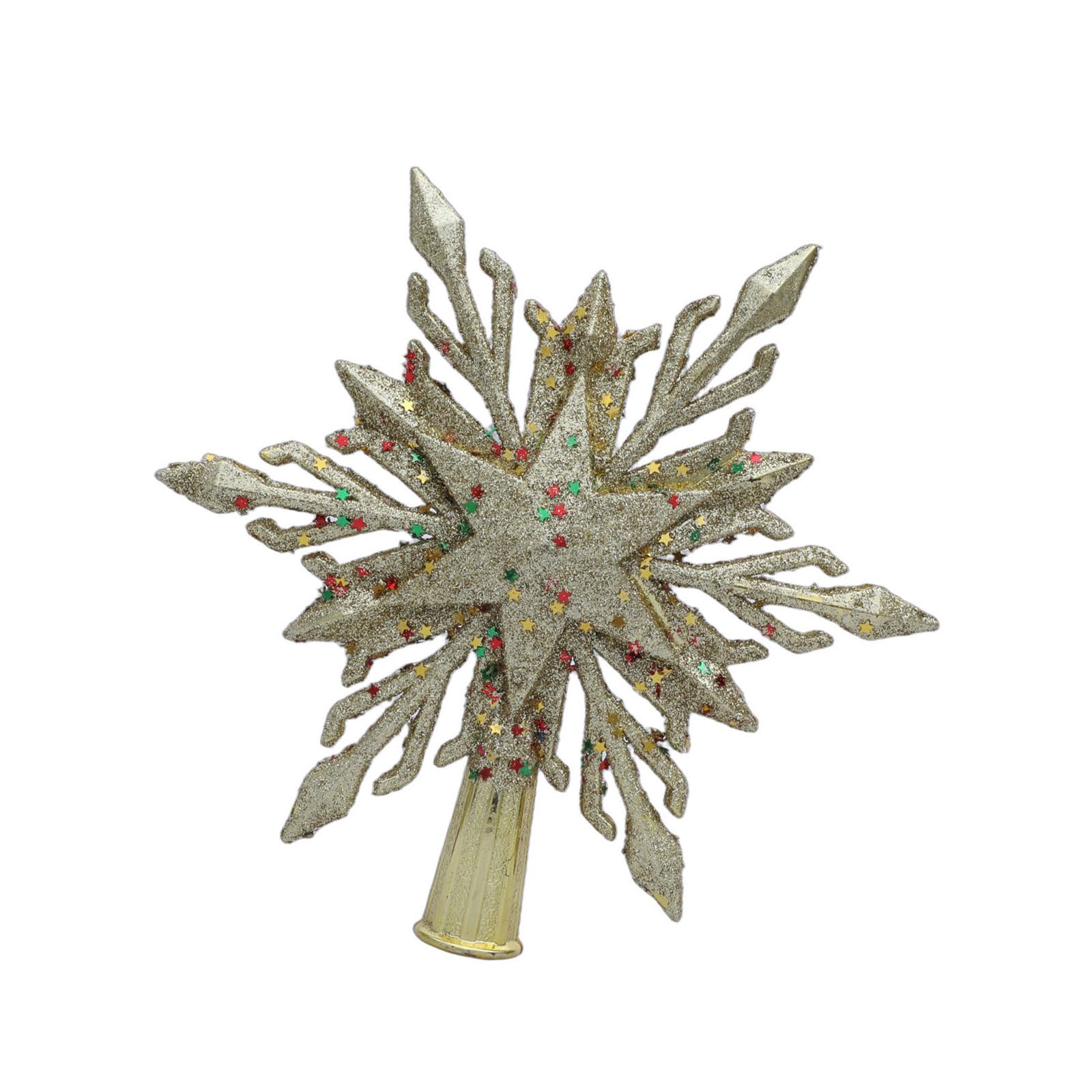 Whoasyst Shimmering Gold and Silver Snowflake Tree Toppers Celebratory Tree Toppers Ornament for Holiday Celebrations Celebratory Ornament
