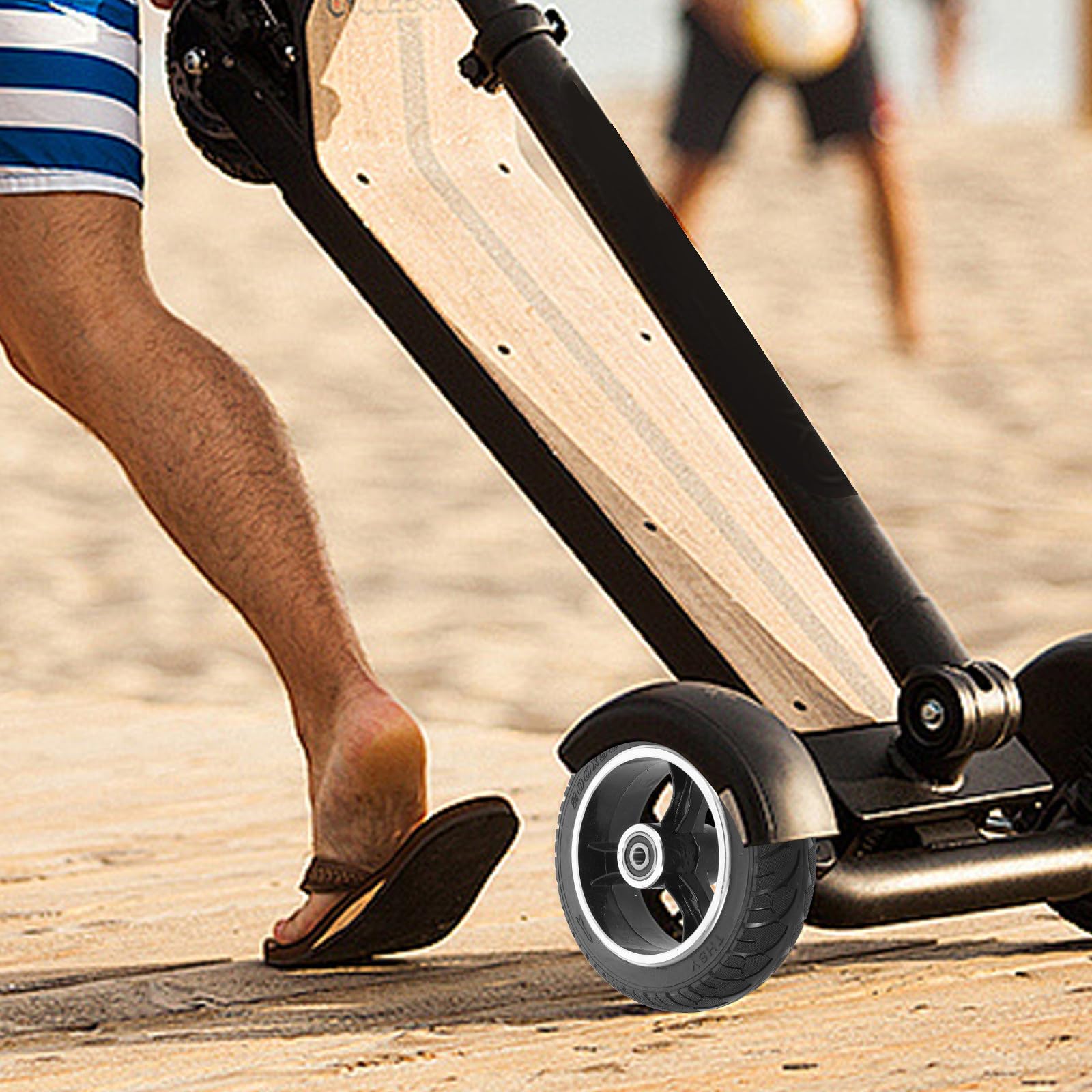 Pneumatico Pieno per Monopattino Elettrico, Ruota Solida per Scooter Elettrico 200x50 8 Pollici, Lega di Alluminio e Gomma, senza Aria, per Strade Cittadine Pianeggianti e Lievi
