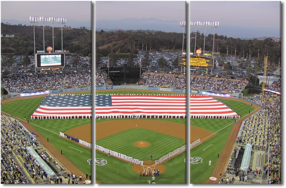 TUMOVO Dodger Stadium Canvas Prints Baseball Field Skyline