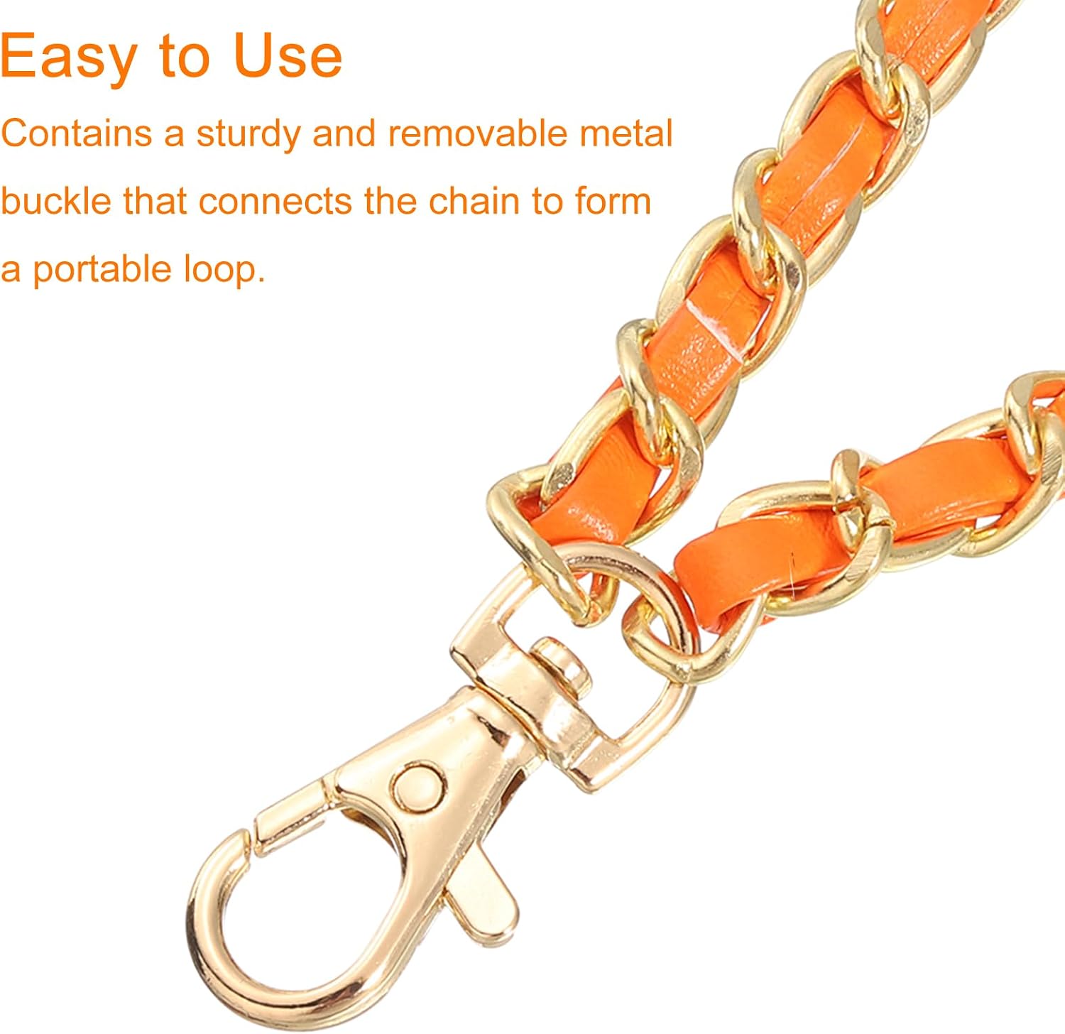 uxcell Leather Wristlet Strap, 7" Hand Wrist Lanyard Leather Wristlet Strap Replacement Wrist Strap for Clutch Wallet Keychain Bags DIY, Gold+Orange image 5