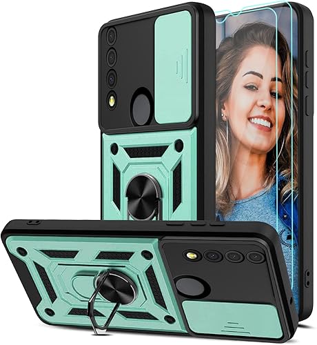 JCUEGRNY Funda compatible con TCL 30 XE 5G, TCL 20R 5G, 2 unidades protector de pantalla HD. Cubierta protectora de cámara deslizante integrada,