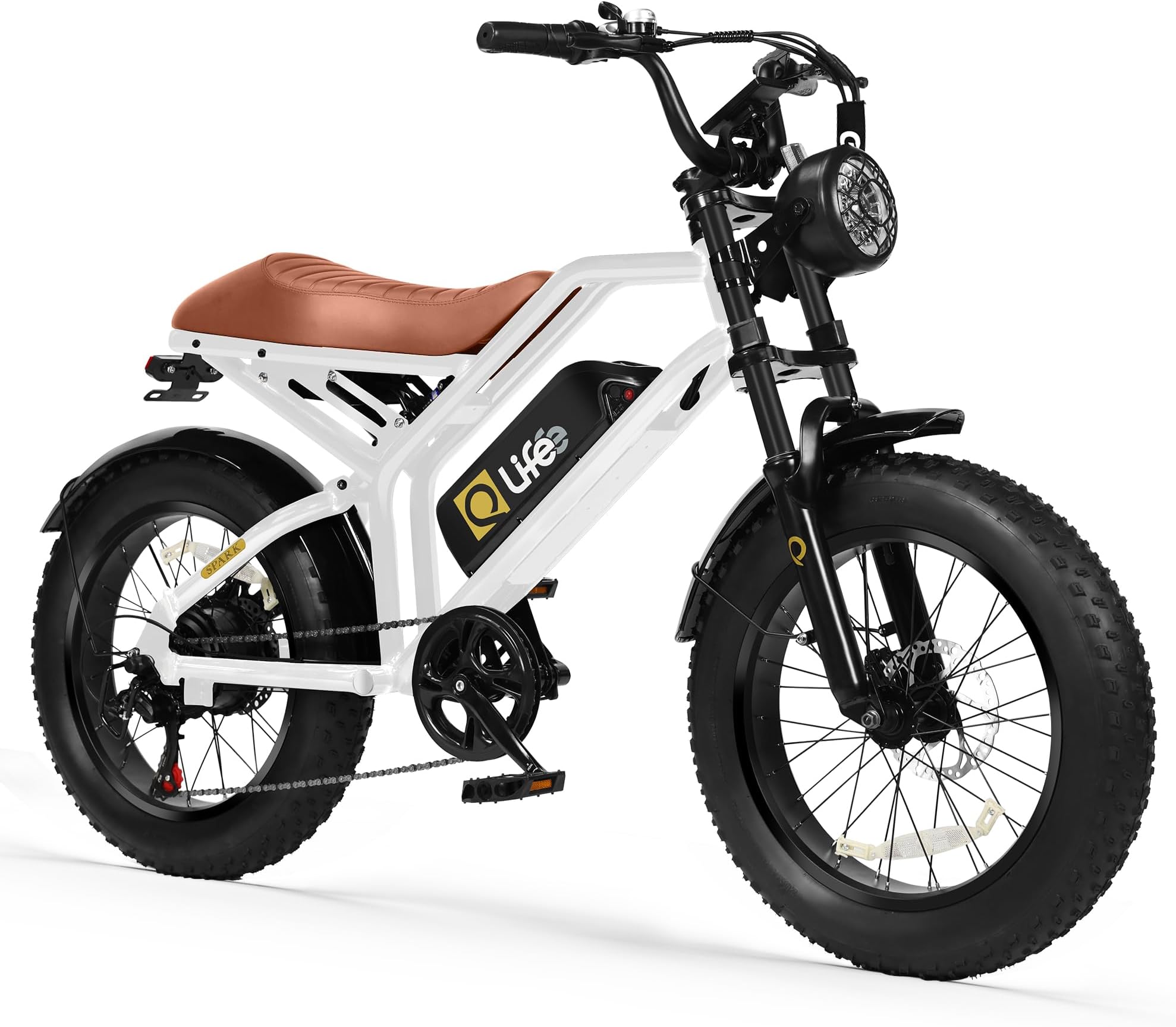 Qlife Electric Bike for Adults/Teens Spark-1500W Peak Motor 20" Fat Tires 28MPH(Unlock to 35MPH) Dirt Bike, 624-1248Wh Removable Battery Ebike, Dual Suspension & Brakes Motorcycle, 21-Speed Bicycle