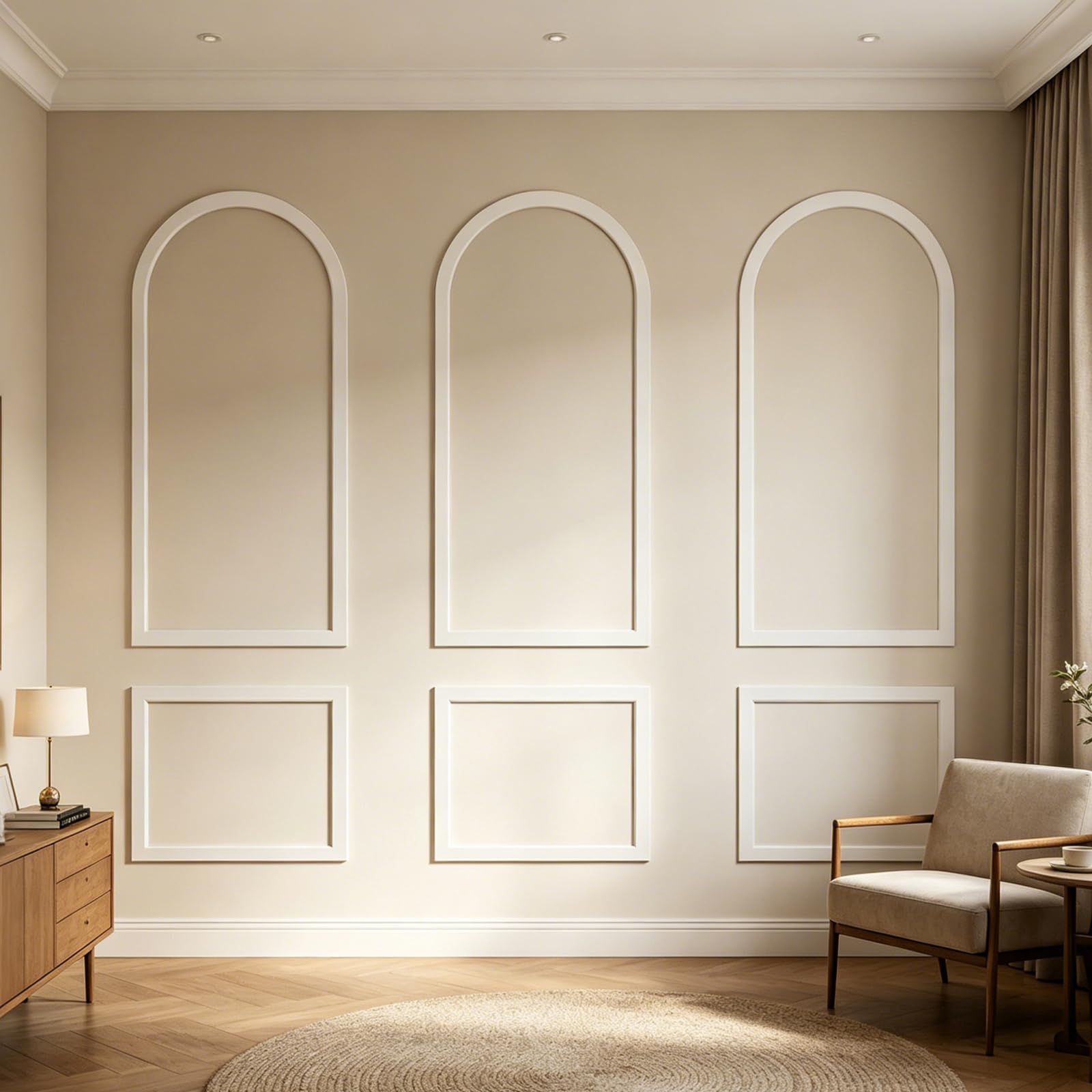 Arch Wall Panelling Kit, MDF Decorative Wall Moulding, Panel Frame Set of 3