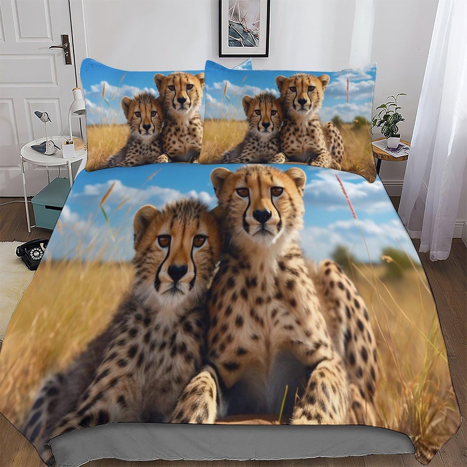 Parure de lit léopard 3 pièces finitions soignées King 220x240