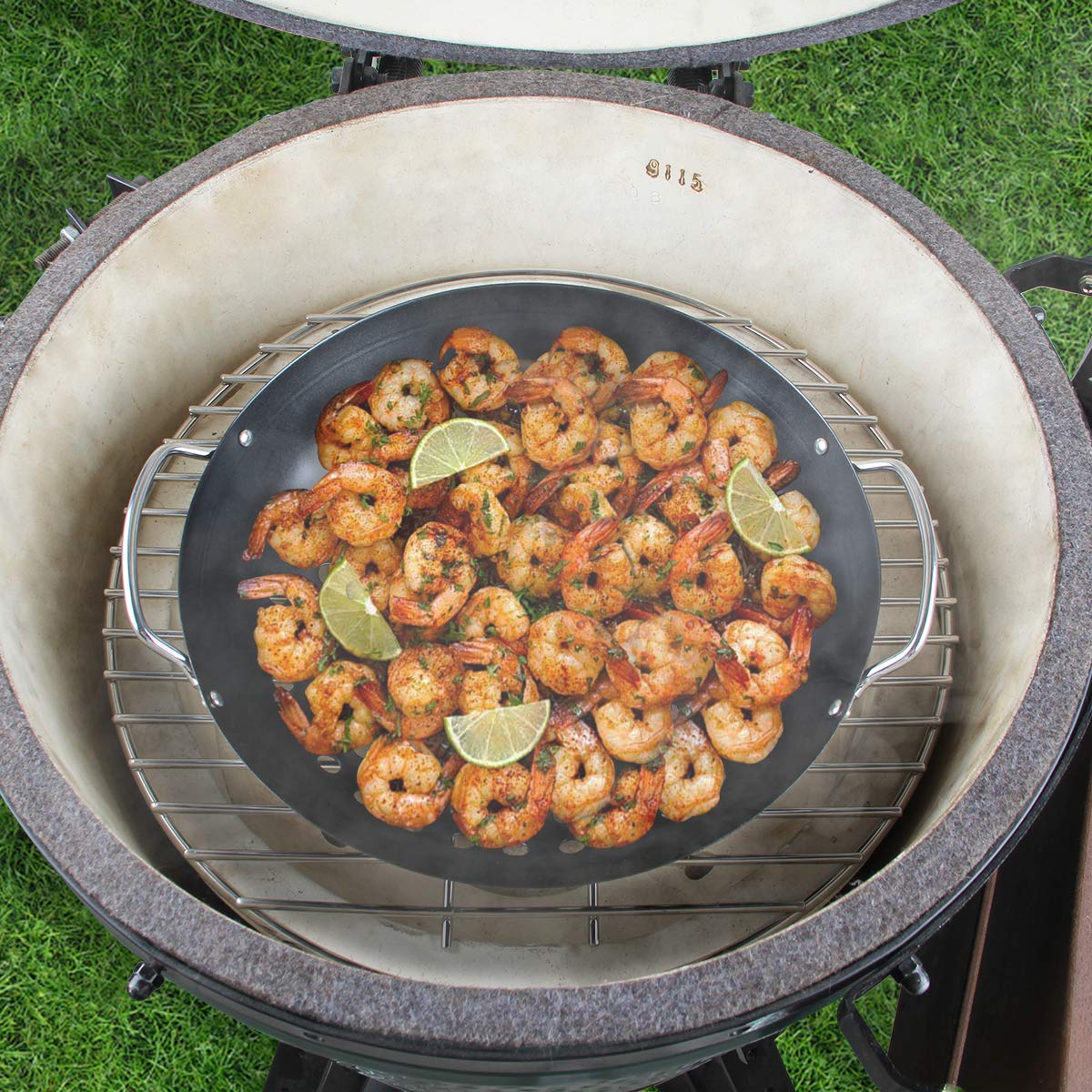 Wok redondo para parrilla con asa para huevos verdes grandes, cesta de verduras, accesorio de barbacoa, herramientas de barbacoa para M/L/XL, accesorios de huevo verde grande para StriFry,