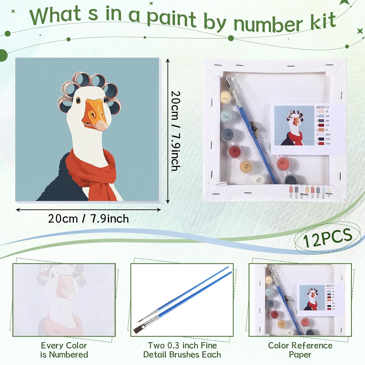 Nezyo 12 Sets Animals Paint by Numbers Kit with Frame for Adult Beginners, DIY Acrylic Paint Canvas for Painting Party, Classroom Activity Birthday Gift, 8 x 8 Inch (Animal)