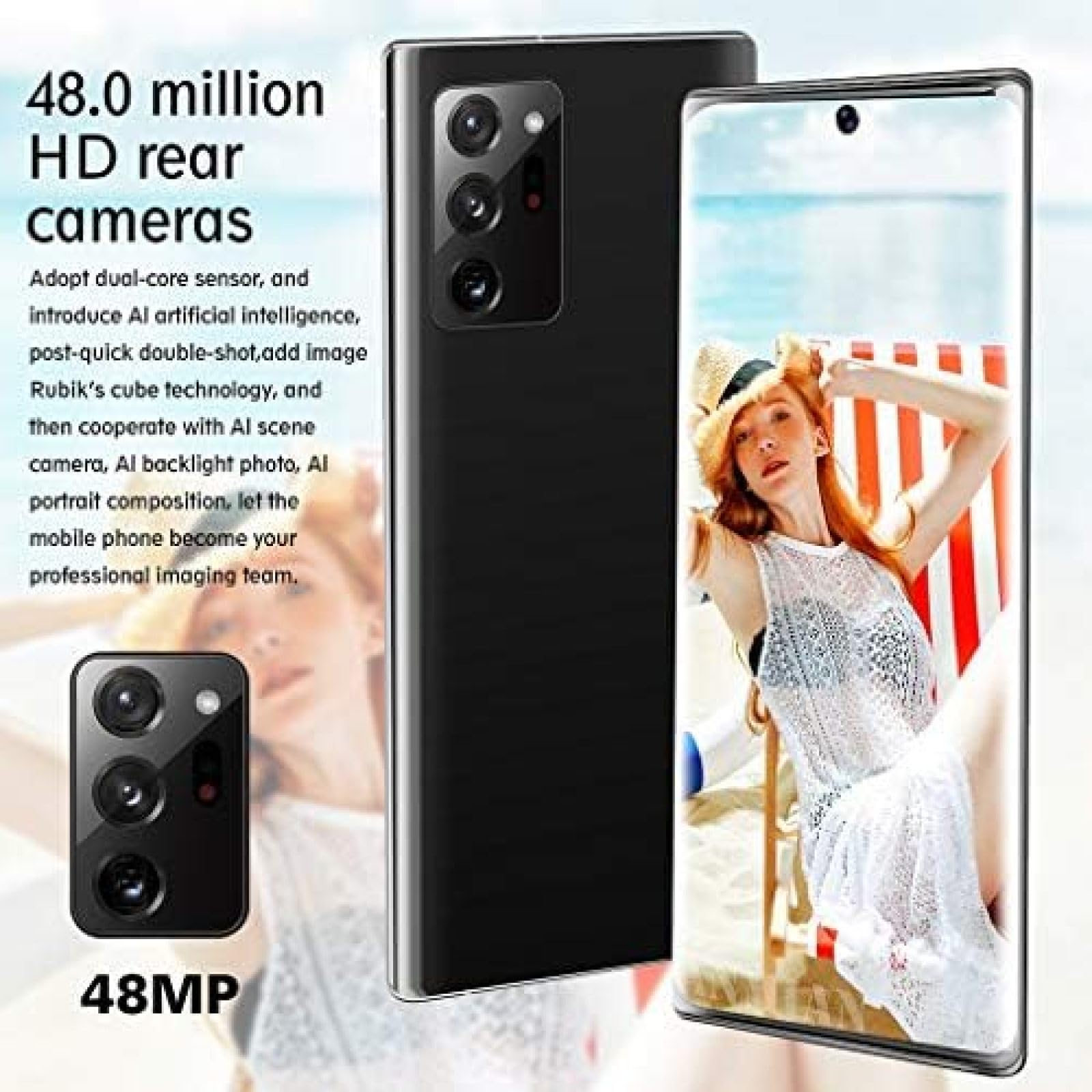 Odblokowany Smartfon, 6,9-calowy Wyświetlacz HD, 5500 MAh, Tylna Kamera 48 Milionów HD, 4 + 64 GB / 4 + 128 GB, Funkcja Rozpoznawania Twarzy/odblokowywania Odcisków Palców, Rysik W Zestawie, 4G,Zł