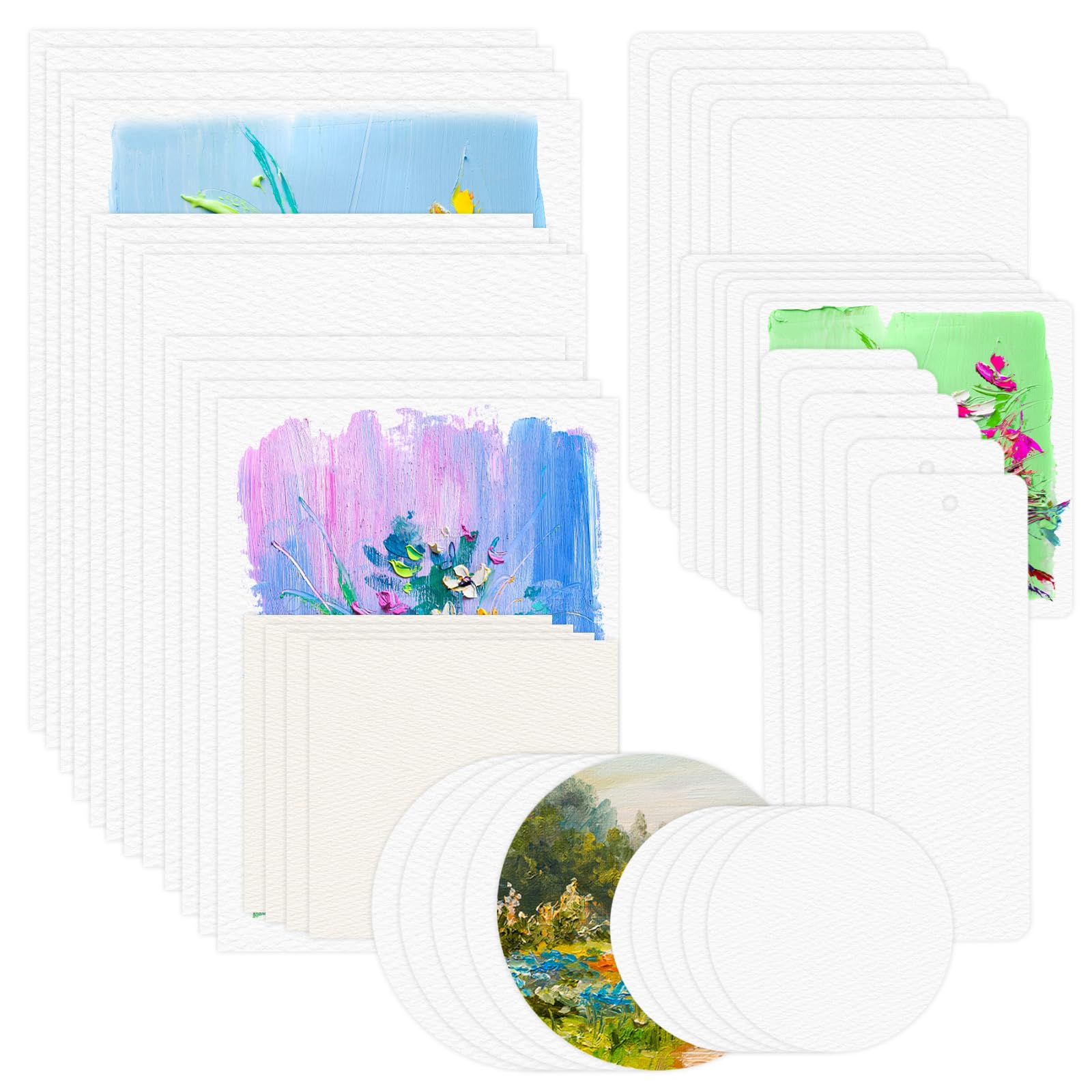 Mianruii White 44 Sheets Watercolor Paper Bulk, 9 Sizes Water Color Paper 140 Lb/300 Gsm Cold Press Watercolor Paper For Kids Child Students Adults Artists Drawing