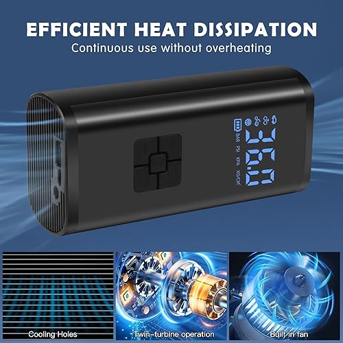 Miniatura 6 de Kairiyard Inflador de neumáticos, compresor de aire portátil, bomba de aire automática inalámbrica de 150 PSI para neumáticos de automóvil, batería