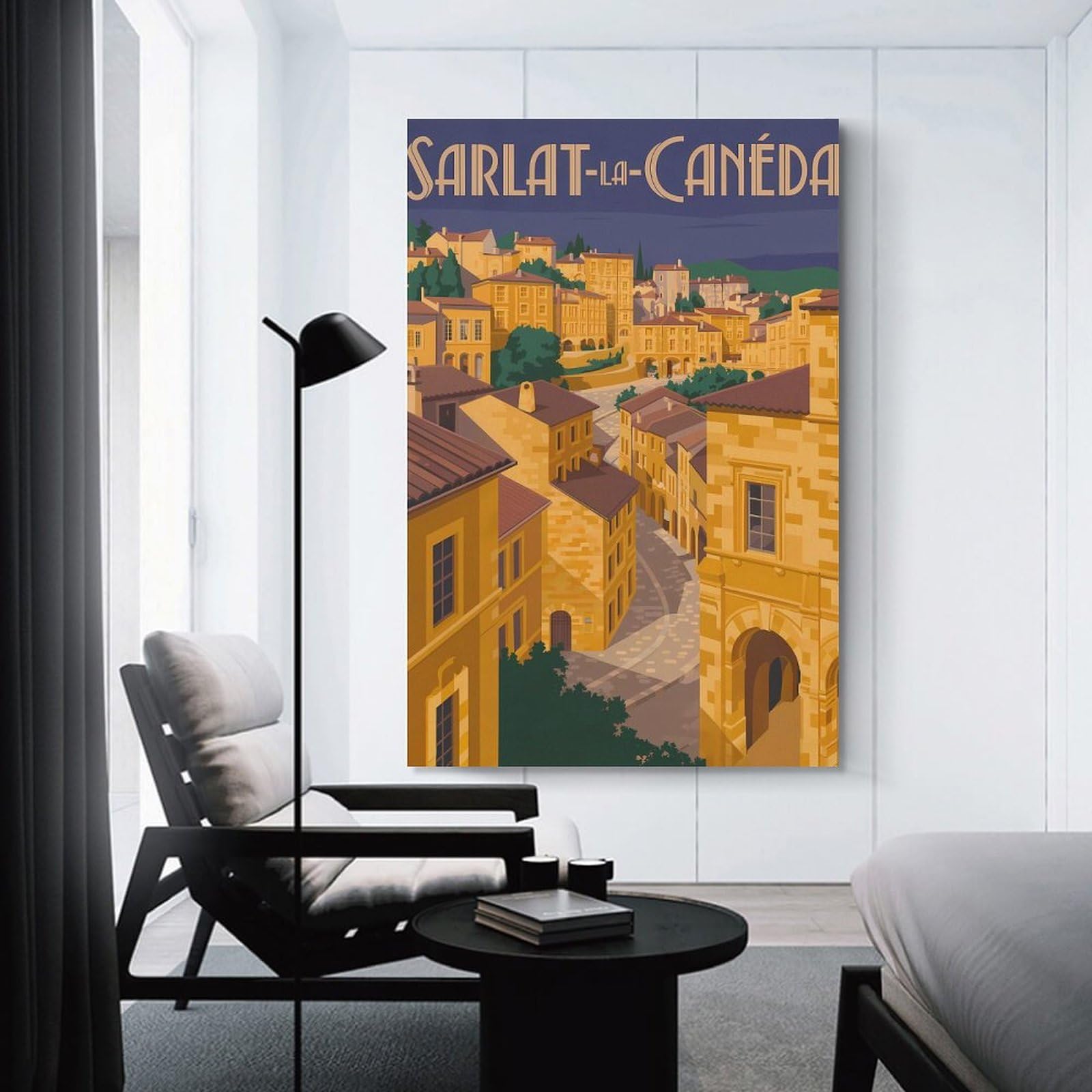 Junmoney Sarlat-la-Caneda Cityscape Illustration Room Decor Wall Art, 08x12inch(20x30cm), for Entrance Walls, Hall Decor Or Foyers, A Neat Decor Update for Hallways