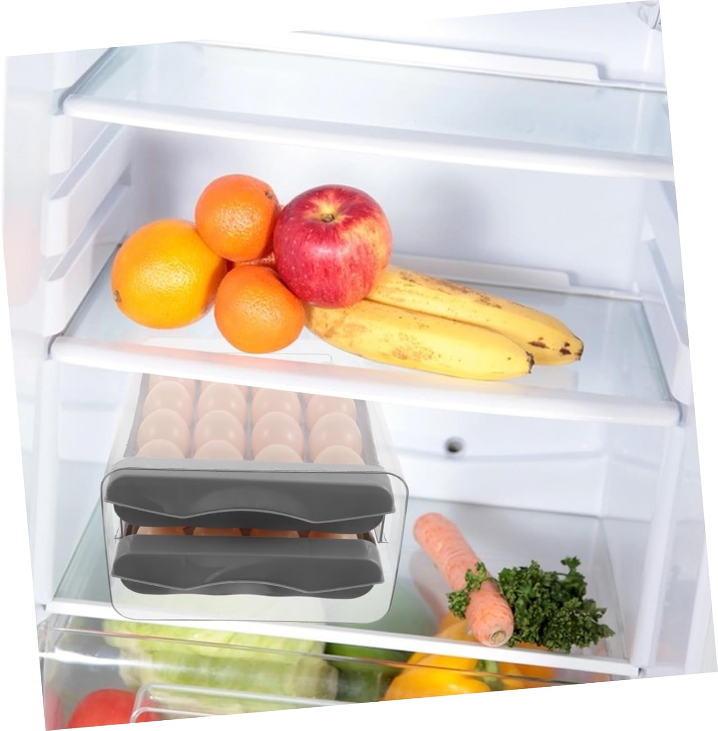 Mobestech Egg Storage Box Egg Capacity Stackable Fridge Organizer Lid Kitchen Drawer Type Fridge