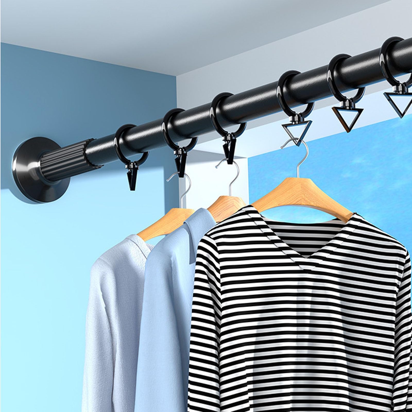 Robuste Gardinenstange ohne Bohren, verstellbar, 32 mm Durchmesser, extra lang, 92127 cm, perfekt für Badezimmer, Schlafzimmer, Wohnzimmer, Mieterfreundlich, Braun