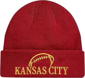 Football Winter Hat for Men Women Soft Stretch Knit Beanie Hat, Winter Cuffed Hat Skull Cap, Gifts for Football Fans