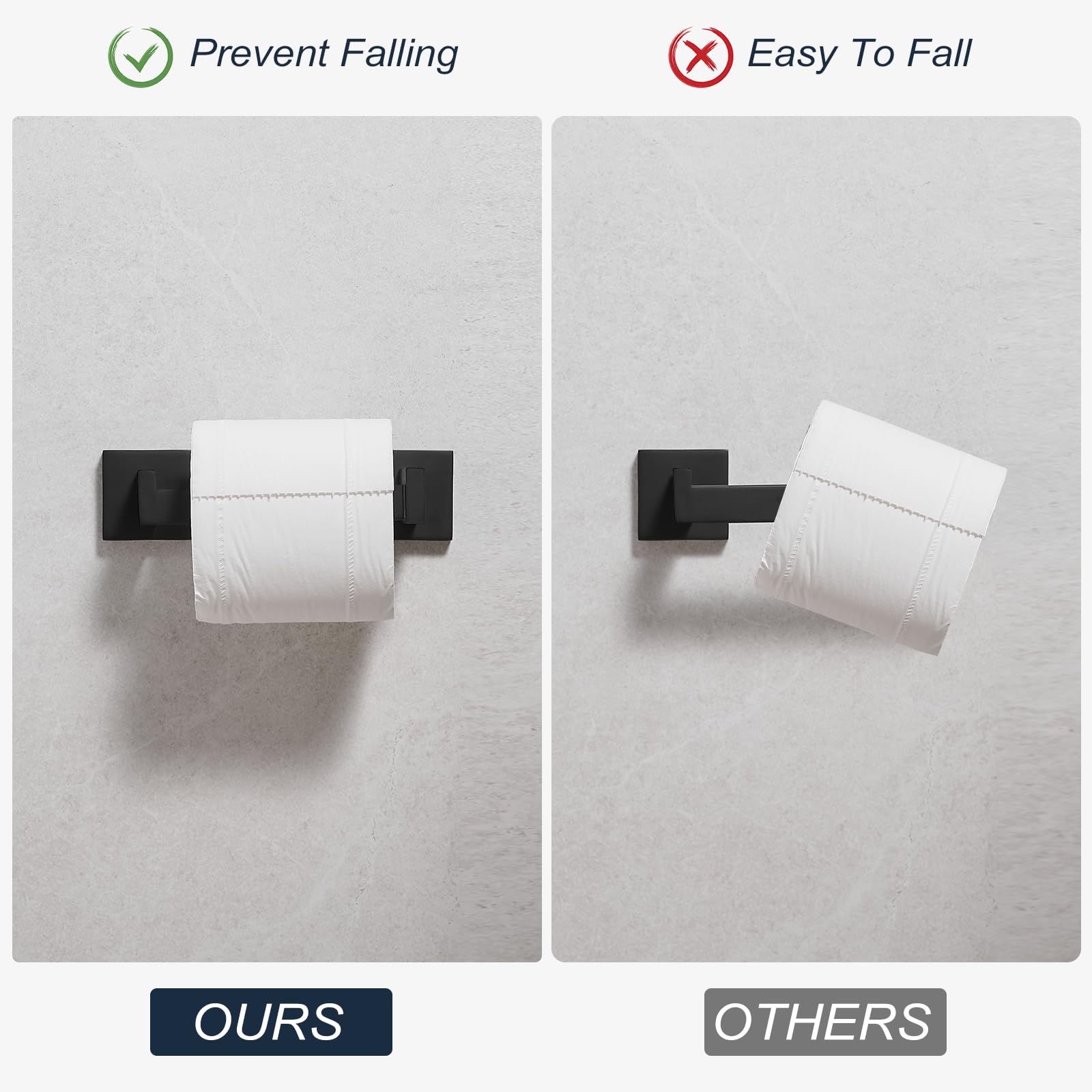 Toilet Paper Holder Wall Mount Matte Black Stainless Steel — Amazon image 8