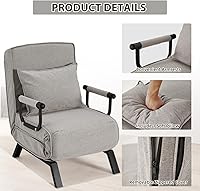 Vista 4 de Haddockway Sofá cama para una sola persona, sofá cama convertible tumbona, sillón plegable con almohada y 5 respaldos ajustables, cama reclinable