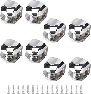UFURMATE Wall Mounted Glass Clamp, 8Pcs Adjustable Glass Shelf Brackets Holders Zinc Alloy Glass Clips Chrome Half Round Mounting Brace for 5-8mm Thick Glass