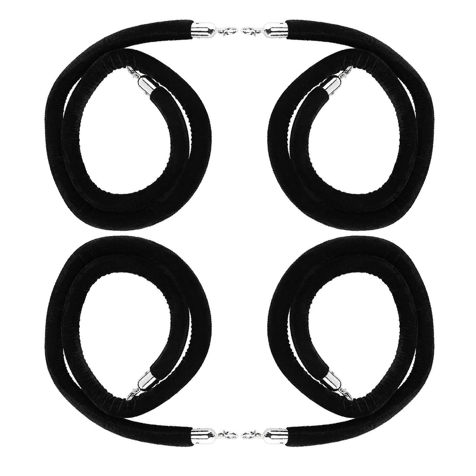 Vip Ropes Black Stanchion Rope Set NovelBee Velvet Rope Barriers (4-Pack) - 6.6ft Black ...