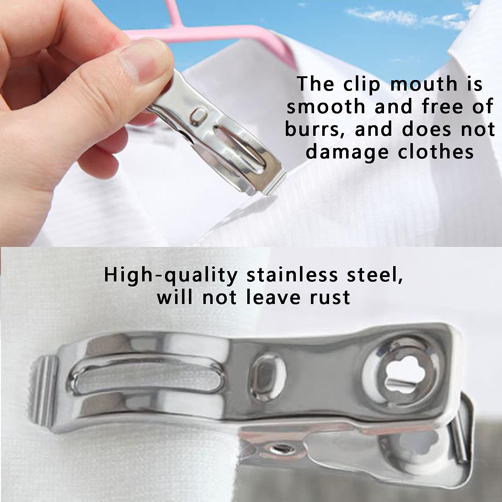 Mollette Per Bucato In Acciaio Inox | 60 Pezzi Antiscivolo | Per Stendere Vestiti E Asciugamani - Foto 6