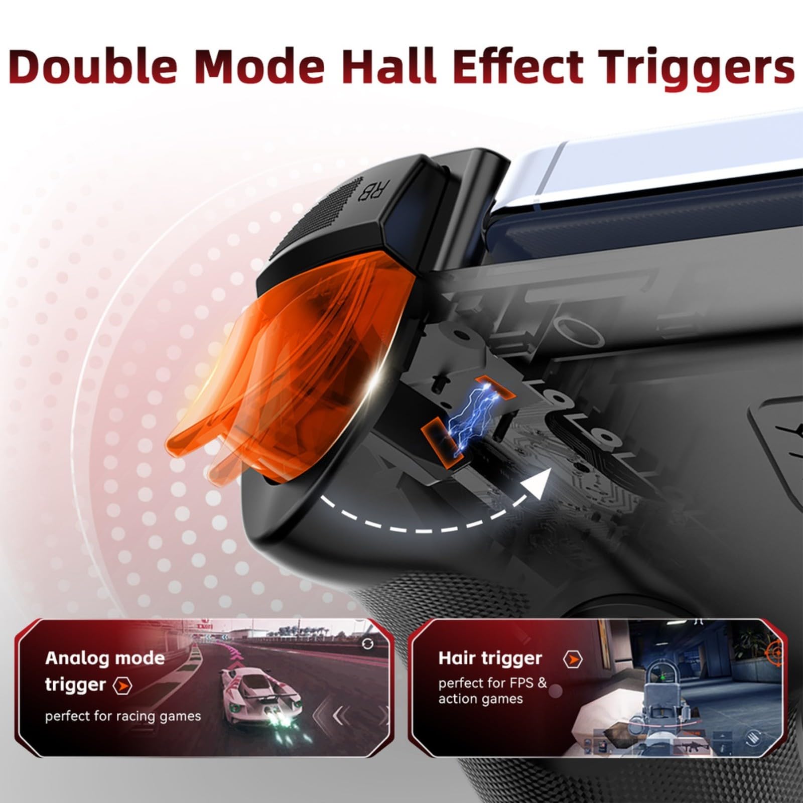 ComfyHarbor Controller da gioco mobile wireless, con joystick effetto Hall, doppi pulsanti posteriori e batteria da 450 mAh, compatibile con Switch 2/1, PC e telecomando, nero