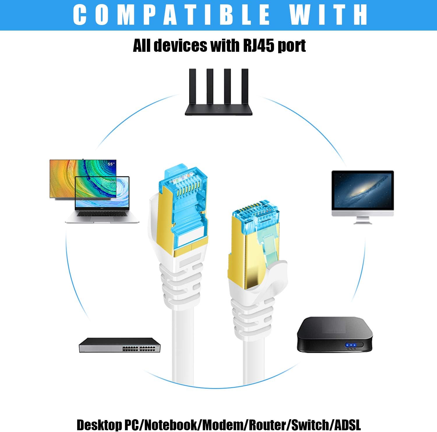 Black Friday - 60% OFF Cat 7 Ethernet Cable 20 ft, High Speed Internet Network Cable with Gold Plated RJ45 Connector, Shielded Flat Patch Cord LAN Wire for Modem, Switch, Faster Than Cat5e/Cat5/Cat6/Cat6e - 20 feet White Best Deal Cheap 🛒 Cat 7 Ethernet Cable 20 ft, High Speed Internet Network Cable with Gold Plated RJ45 Connector, Shielded Flat Patch Cord LAN Wire for Modem, Switch, Faster Than Cat5e/Cat5/Cat6/Cat6e - 20 feet White